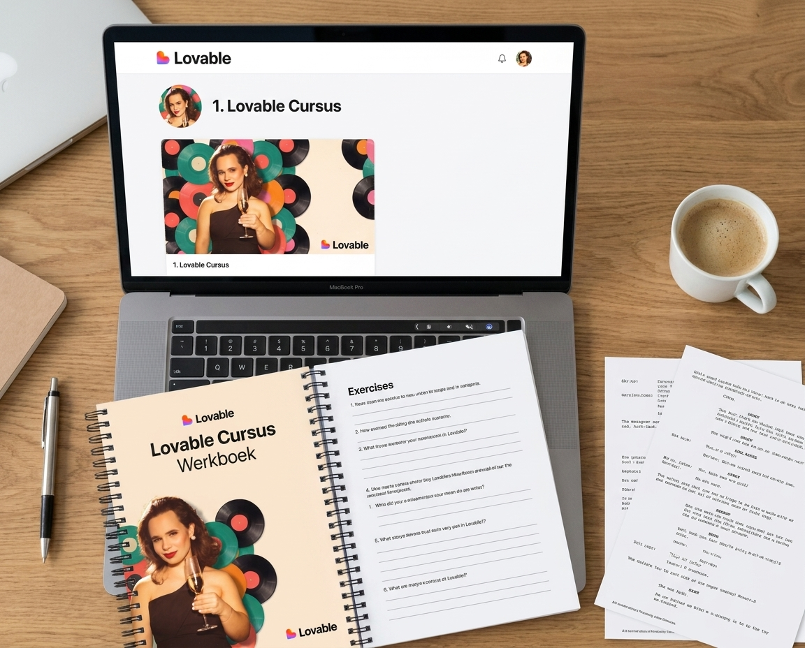 Lovable Cursus werkboek en online leeromgeving op laptop